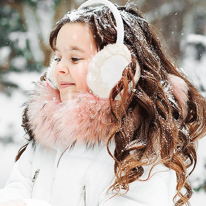 Aurya Kids Classic Ear Warmers/Earmuffs-Winter Faux Fur Warm Ear Muffs for Boys and Girls (Off-white) - Image 2